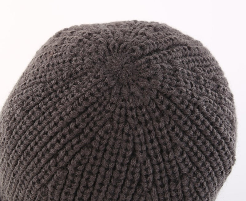 Home Prefer Men's Outdoor Newsboy Hat Winter Warm Thick Knit Beanie Cap with Visor Gray - Image 3